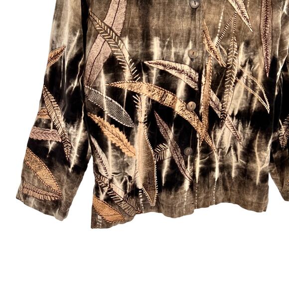 Chicos Design Sz Small US 4/6 0 Fall Autumn Leaves Wearable Art Jacket Coat Top - Picture 4 of 8